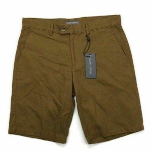 Slate & Stone Allen Cotton Stretch Flat Front Brown Bermuda Pockets Mens Shorts